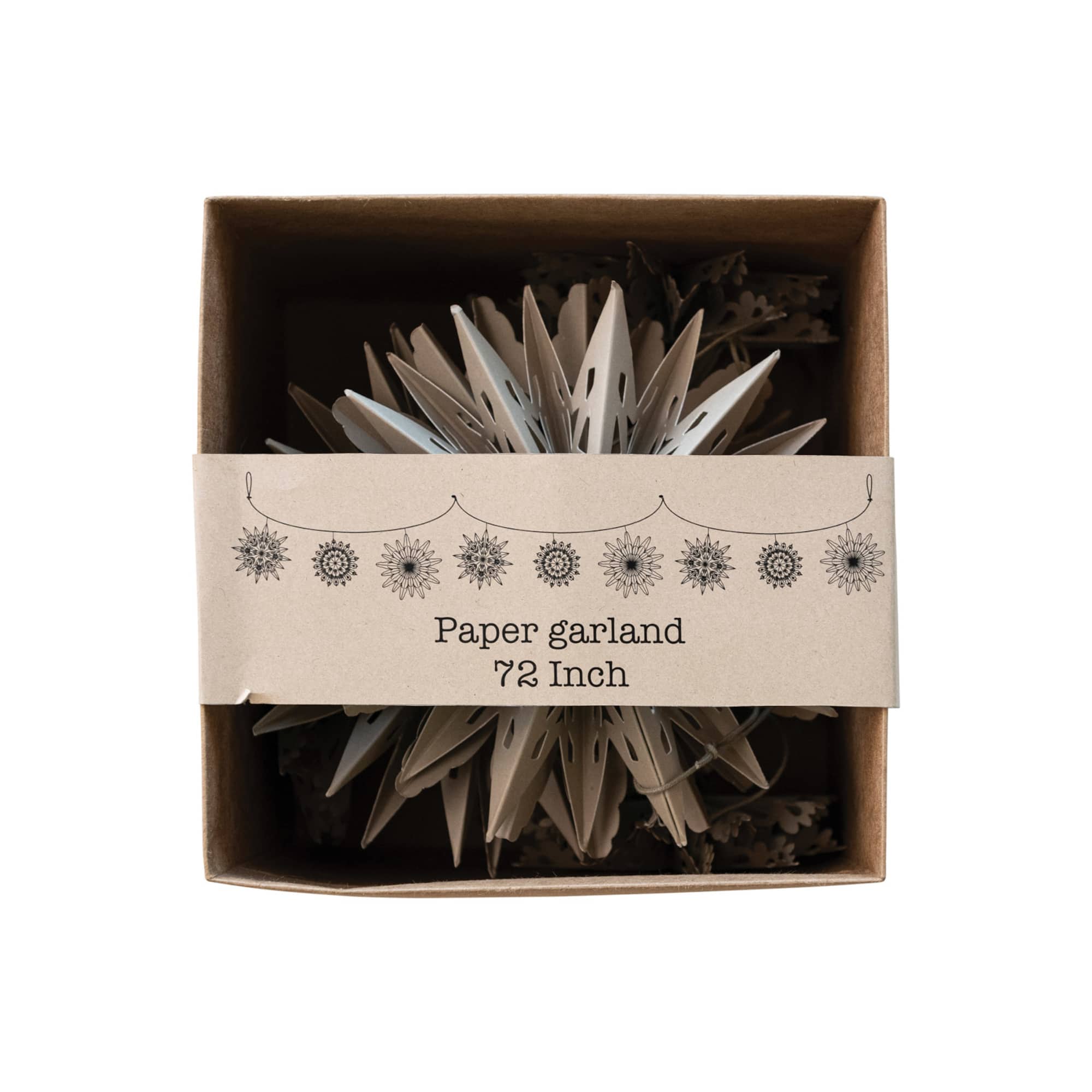 Hello Honey® 6ft. Gray Paper Snowflake Garland in Kraft Box